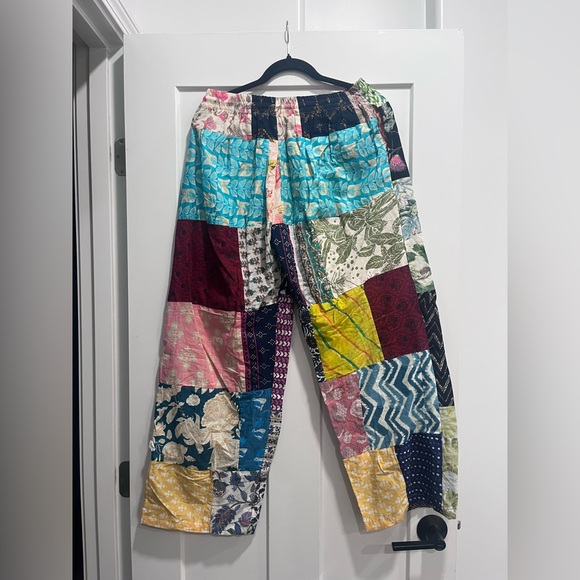 Colorful Patchwork Pants straight leg fits small-most xl - Picture 2 of 2